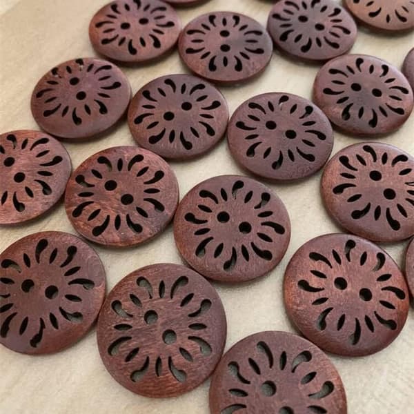 (Brun 25mm 20 stk) Runde brune træknapper