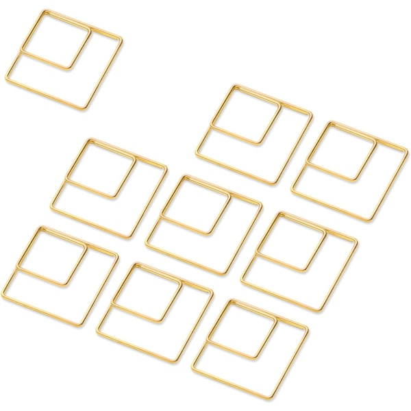 60 stk. (Rombe, Guld) Geometriske Papirclips, Rombe Papirclips i Rustfrit Stål, Guld Papirclips til Organisering af Dokumenter, Skole, Hjem & Kontor