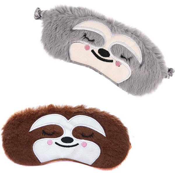 2 stycken roliga ögonbindel mjuk plysch silke sloth sovmask reseögonbindel för flickor pojkar