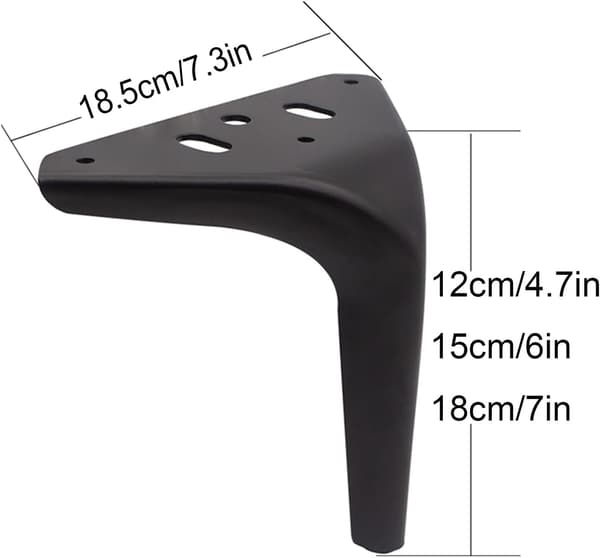 Set med 4 metallskåpsben, köksben, moderna triangulära möbelben, järnbordsben, soffbord, stolar (12 cm,