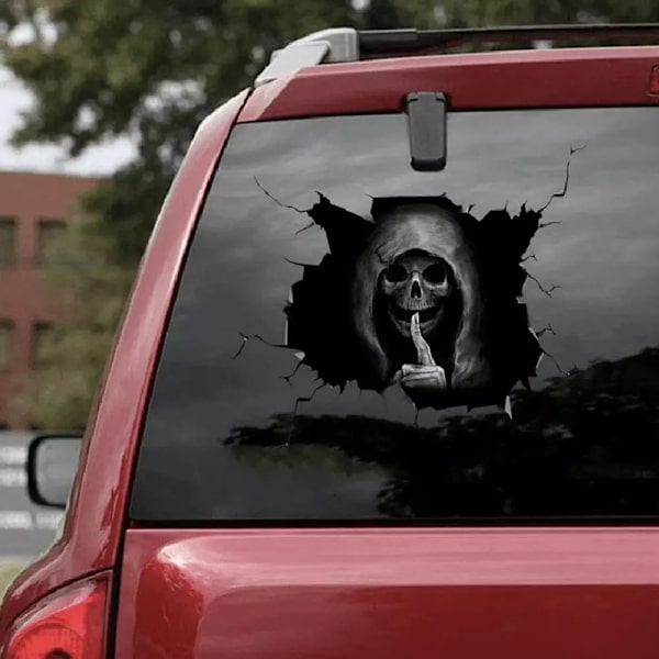 2 Personlige Bilsticker Dødningehoved Bilsticker Glasklistermærker Halloween Dødningehoved Vægklistermærker Stue