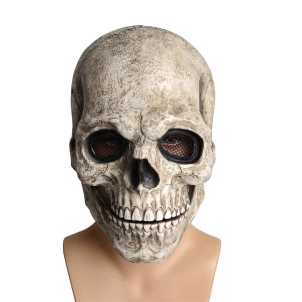 Halloween Mask, Halloween Scary Skull Mask with Movable Jaw Latex Scary Helmet with Movable Mouth fo