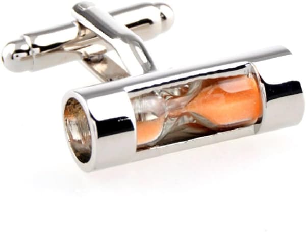 Timeglas Sandtimer Orange Sandtimer Manchetknapper Par Metal Fransk Skjorte Knapper