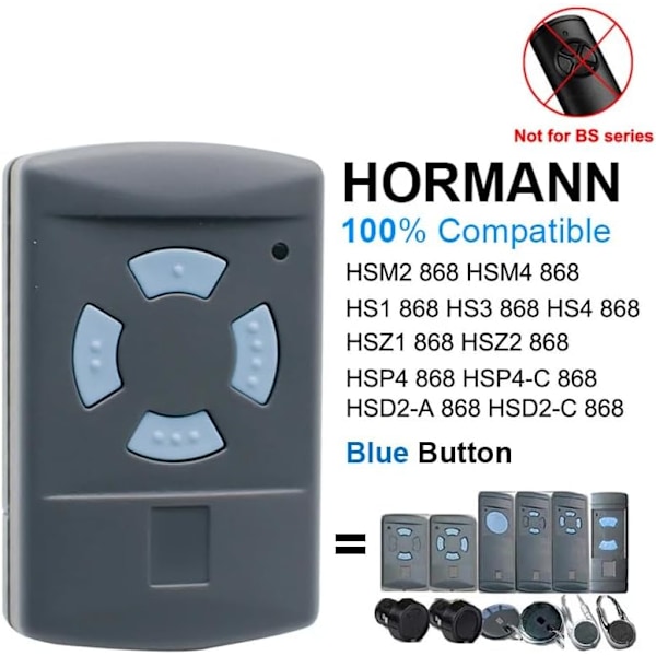 Garagefjärrkontroll HSM4 868 MHz Grindsfjärrkontroller för att ersätta Hormann-sändare 868 MHz HS4 HSM2 HSP4 868