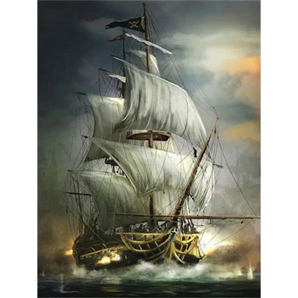 30 × 40 Diamantmålning med medeltida segelbåt (30 * 40, 1 pi