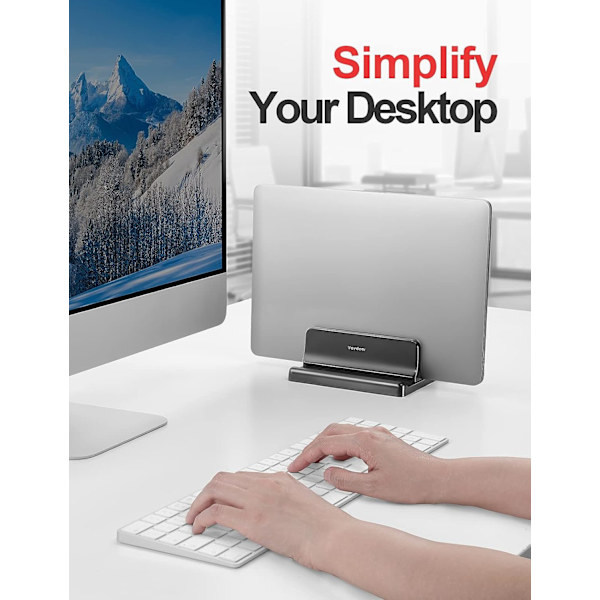 1 st 4 i 1 Vertikal Laptop Stativ, 2 Platser för MacBook/iPad/PC upp till tum - Svart