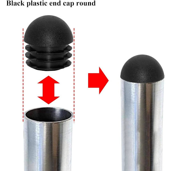 Runda plastlock (16 mm) (svart), 16 st ändlock för runda ch