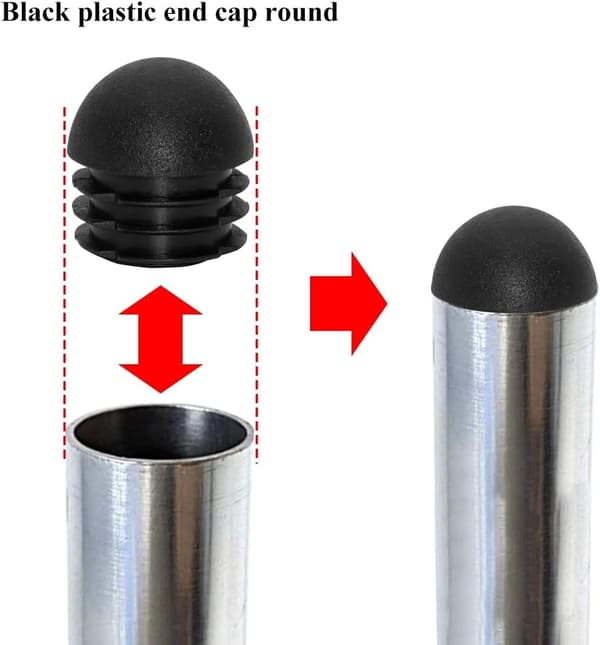 Runde plasthetter (16 mm) (svart), 16 stk. endehetter for runde ch