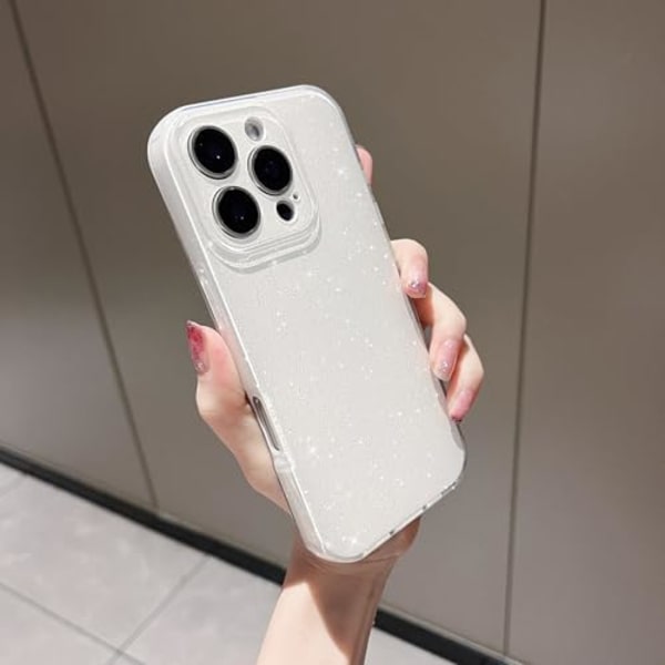 iPhone 16 Pro Skal, Söt Estetisk Bling Glitter Tunn Slank Stötsäker Mjuk TPU Glittrande Glansig Flickig Omslag för Kvinnor Flickor