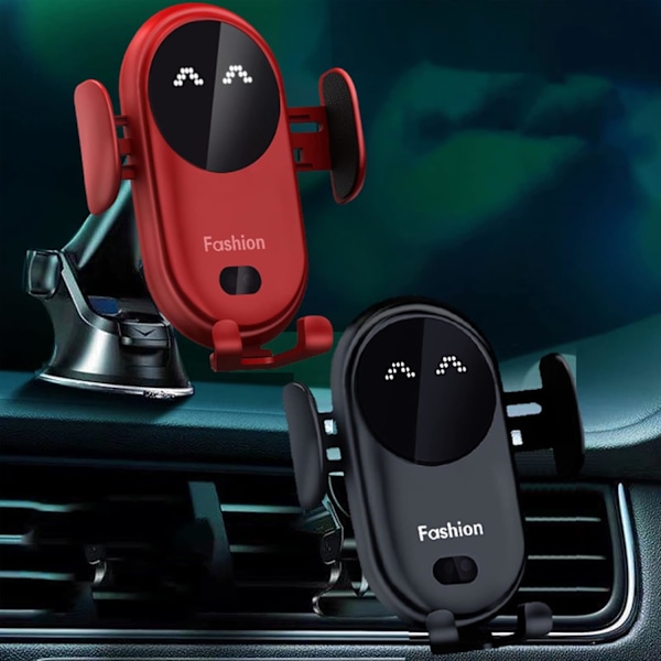 Trådløs Bil Lader, Universell Infrarød Sensor Mobiltelefonholder, 10W Intelligent Rask Lading, Automatisk Klemning