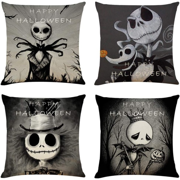 Sett med 4 Halloween Prince Joker putetrekk, hjemmedekor, 18\" x 18\" sofa putetrekk, Hallo