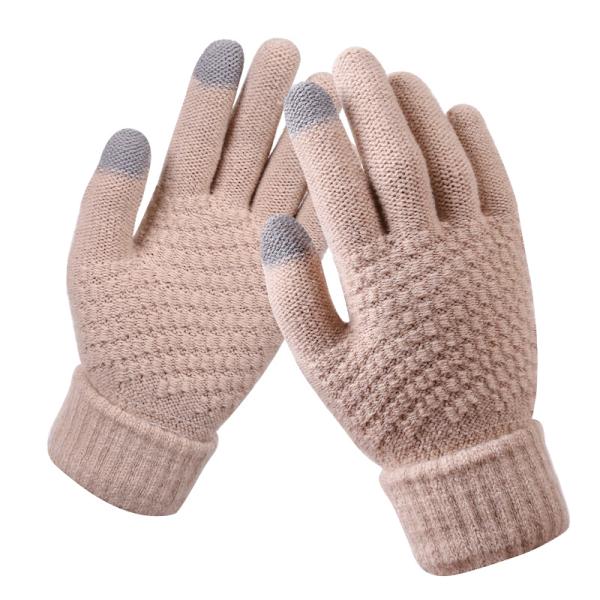 4 par dam vinter touch screen handskar varma fleecefodrade stickade