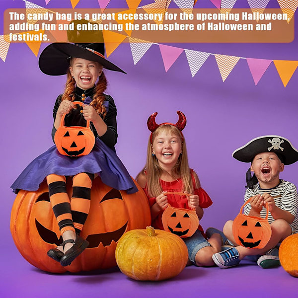 6 kpl Halloween-karkkipusseja, Halloween-kurpitsapusseja, kuitukangasmateriaalista valmistettuja tavarapusseja, temppuilupusseja tai lahjapusseja