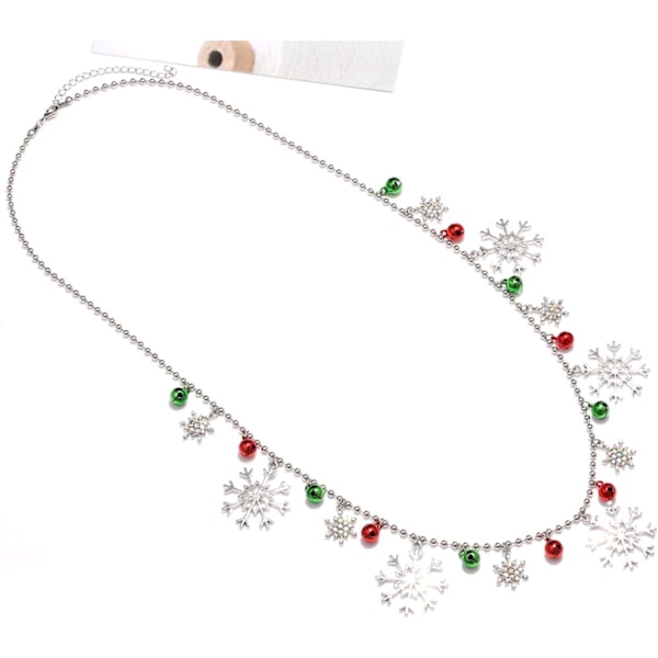 Julsnöflinga Halsband Lång Glittrande Snöflinga Pärlor Charm Halsband JOY Hänge Jul Semester Festlig Smycken Halsband