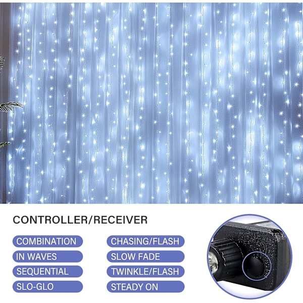 300 st LED-gardiner 3M*3M Vattentät IP44 Utomhus- och inomhusdekoration för jul, bröllop, födelse