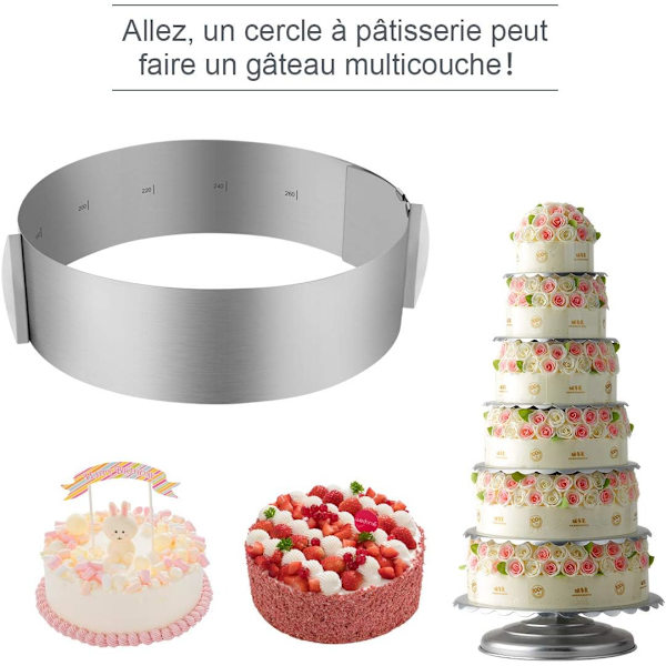 Justerbar konditorsirkel Utvidbar kake sirkel Ø 16-30cm Rund Entremet sirkel INOX Jordbærmous