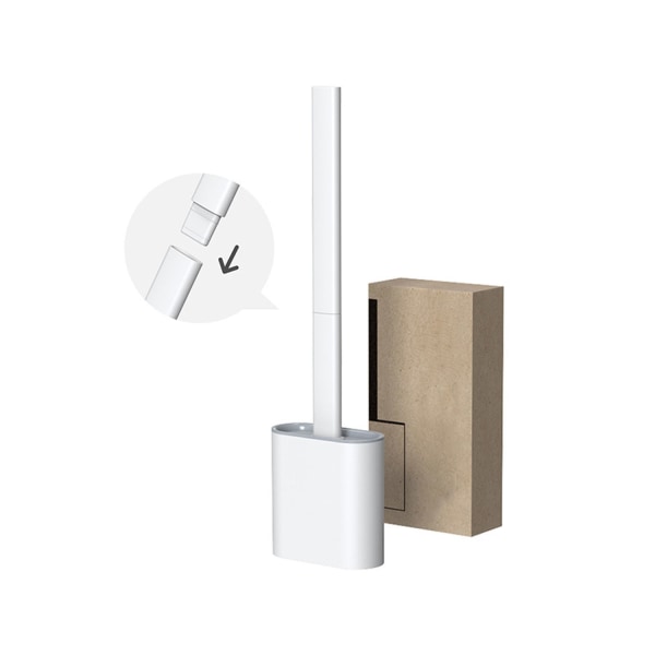 (Vit) Toalettborste och hållare i silikon för badrum, väggmonterad, F