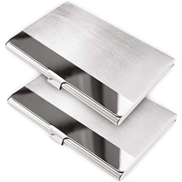 Super Light Stainless Steel Business Card Holder, Slim Professional 2 Packs Card Case for Traveling and Business