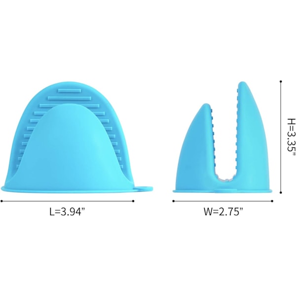 (Sininen ja Vihreä) 4 kpl Silikonikäsineet Lämpöä Kestäviä, Silikonikahvat Keittiöön, Mini Uuninkäsineet Kumista