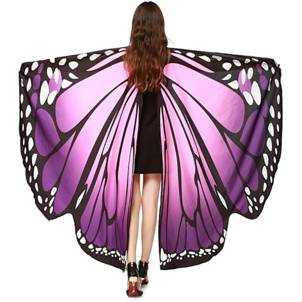 Kvinde kappe sommerfuglevinger bal foto fe dame fe elf cosplay tilbehør kappe kjole bik Purple