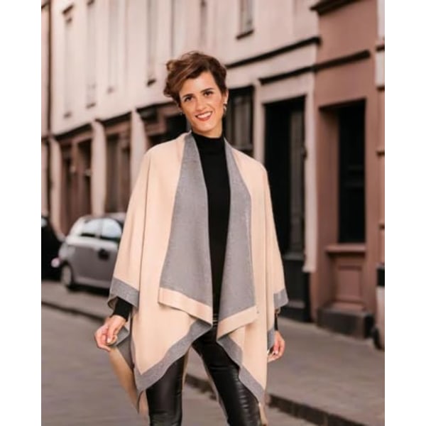 Naisten Shawl Wrap Poncho Ruana Cape Cardigan Neule Avoin Etupuoli Syksyyn Talveen