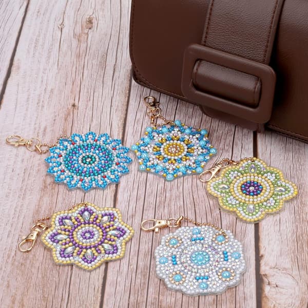 5 kappaletta 5D DIY Mandala timanttimaalaus avaimenperät, Double-S