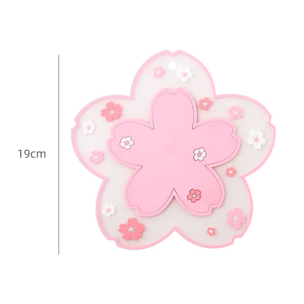 Set med 6 stycken rosa (Rosa Sakura-mönster) 19cm，Söt halkfri tvättbar C