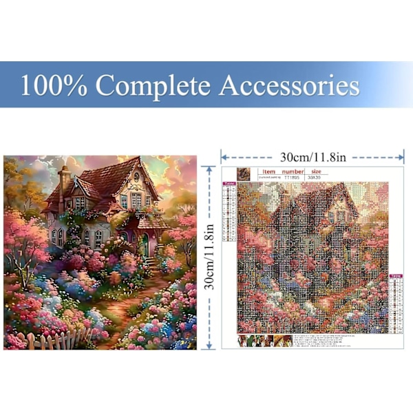 2 stycken 5D Diamantmålning Kit för Vuxna, Husblomma Diamantkonst Kit för Nybörjare, DIY Full Borr Blommig Diamant