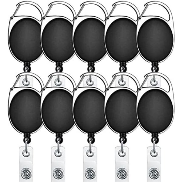 10 stk. Inntrekkbare Badgeholdere Inntrekkbare ID-Badgeklips Badge-Snelle Inntrekkbare med Karabinkrok Snelle-Klips