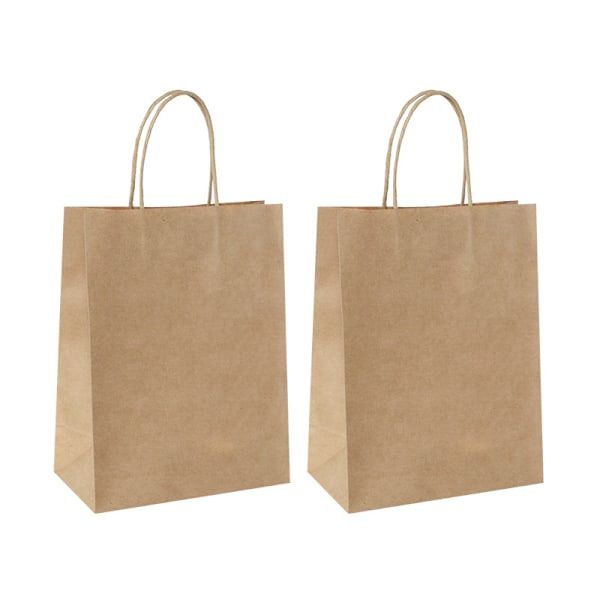 Brun med håndtak, hvite papirposer i bulk 40 stk 21*27*11cm, gaveposer i bulk, brun, hvitt kraftpapir