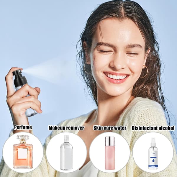 5-delade tomma 60 ml sprayflaskor, resesprayflaskor, påfyllningsbar atomizer för vatten, sminkrengöring