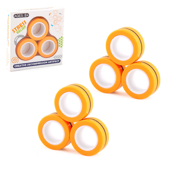 6-pakke ANTI-STRESS MAGNETISKE RINGER Hot Magnetic freestyler ring-Or