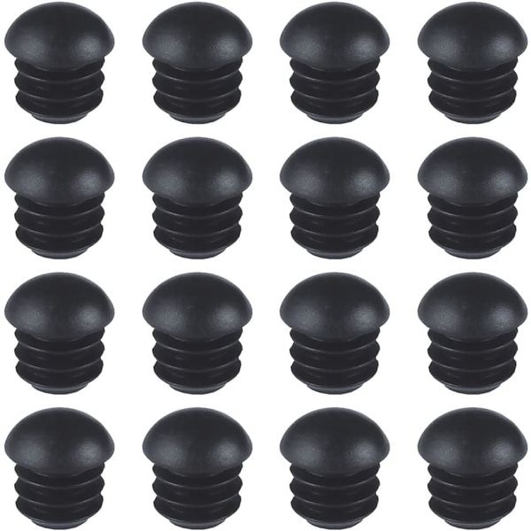 Runde plasthetter (16 mm) (svart), 16 stykker endestykker for rund kanm