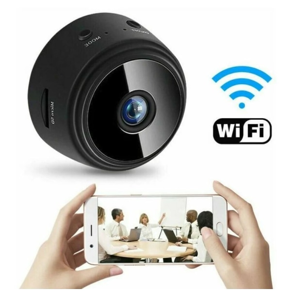 （Med 32G minnekort）Mini trådløs spionkamera HD WiFi CCTV-kamera med nattsyn og detektor, W