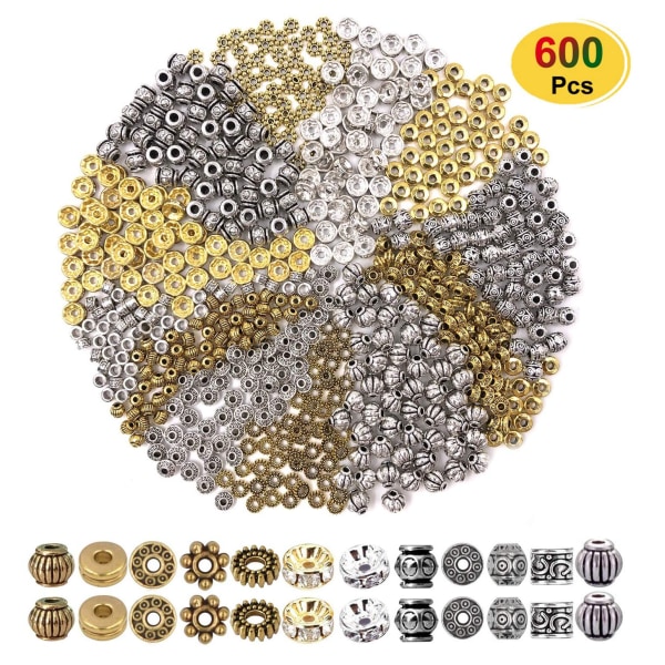600 stk Spacer Beads Smykker Bead Charm Spacers Legering Spacer