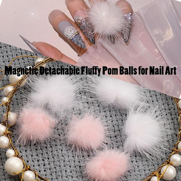 24 stk Magnetiske Neglekunst Charms 3D Fluffy Plush Balls Charms til Akrylnegle Aftagelige Pom Poms Kugler Y2K Neglekunst Sup