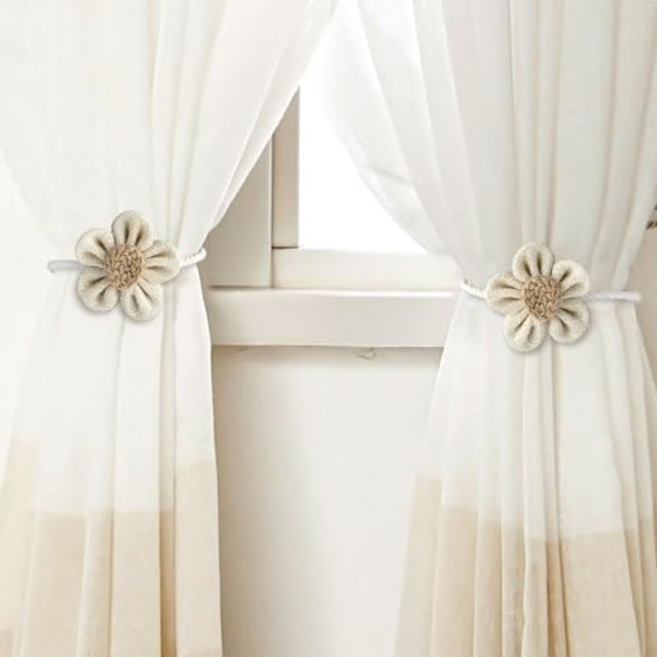 40cm 2 stk Magnetiske Gardinbindere, Blomst Gardinbindere Boho Dekorative Holdere Tøjreb Gardinholdere til Vindue
