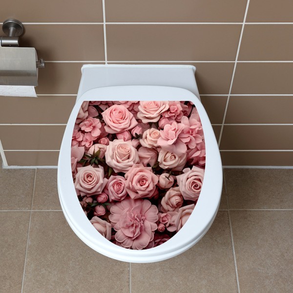 Romanttinen vaaleanpunainen vedenpitävä wc-tarra kylpyhuoneeseen ja wc:hen