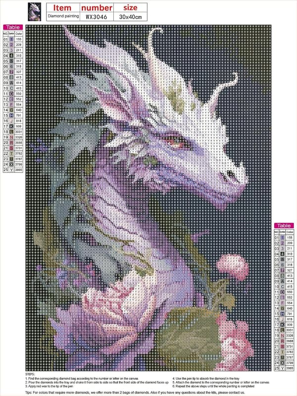 5D Diamantmaleri 30x40cm Farvet Drage A