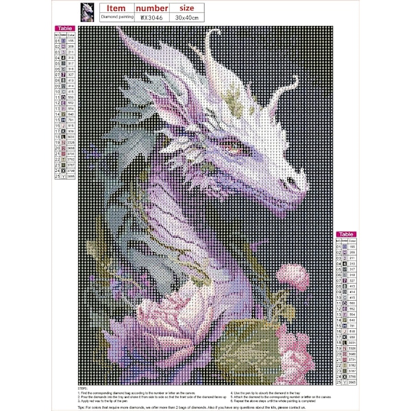 5D Diamantmålning 30x40cm Färgad Drake A