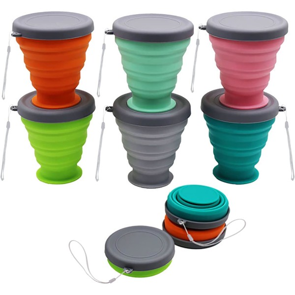 Resemugg med Lock, Hopfällbar Vattenkopp, 200 ml Kapacitet, Silikon, för Kaffe, Vandring, Picknick