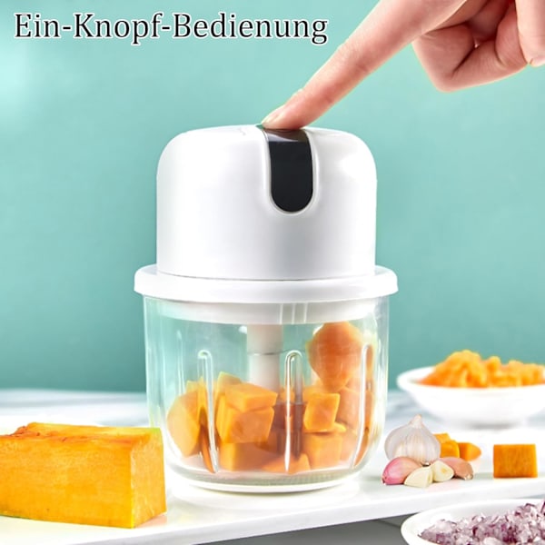 1 stk. Mini Elektrisk Fødevarehakker 300ml, Lille USB Genopladelig Elektrisk Blender Løghakker Mini Fødevarehakker, Mini Foo