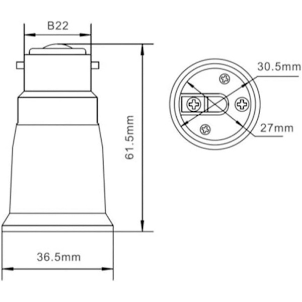 Ljussockeladapter B22 till E27 Skruvlampsockeladapter Lampa