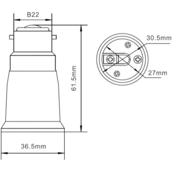 Valaisinsovitin B22 E27:lle, ruuvikanta-adapteri