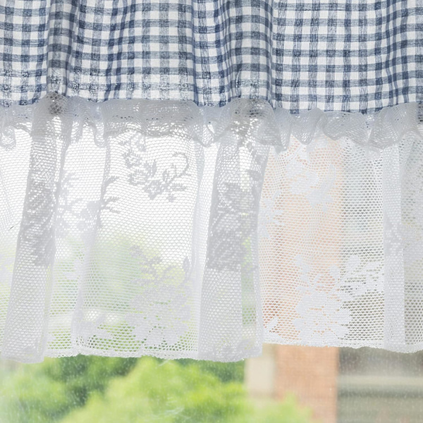 106x45cm Cafe Køkken Gardiner, Voile Gardiner, Landlig Stil Bistro Gardin, Ternet Gingham