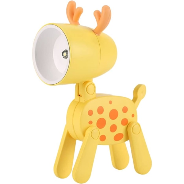 （Yellow Deer）Nattlampe for barn, Kawaii Mini skrivebordslampe, Justerbar telefonholder for nattlampe i dyreform