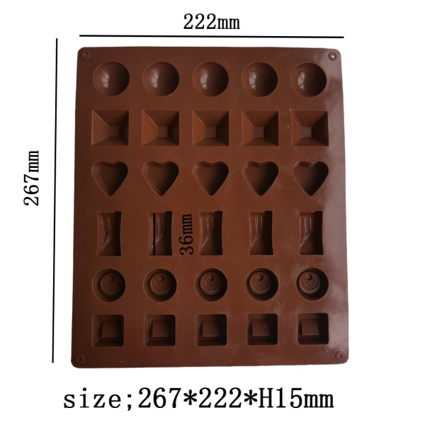 2 stk. 30-huls chokoladeform, non-stick fødevaregodkendt silikone C