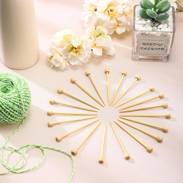 20 Stycken Bambu Virkmärkningsnålar Släta Enkelspetsiga Stickor 7 cm Mini Bambunålar Sticktillbehör för Nybörjare DIY Hantverk M