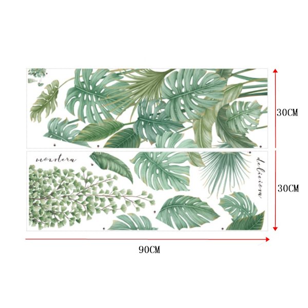 Jättegröna blad väggdekaler palmblad växt väggsticker
