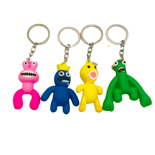 4 stycken Rainbow Friend söt silikonnyckelring med klockor Present för animefläktar Presenter för barn Persona